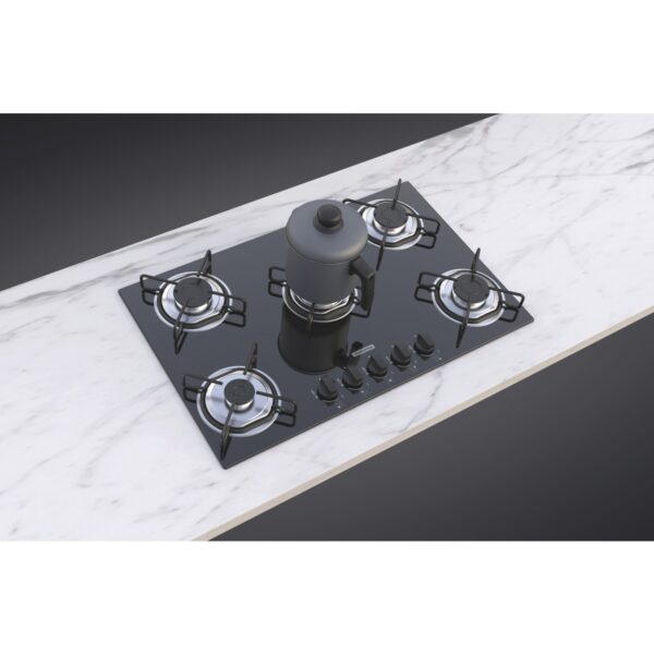 Cooktop a Gás Tramontina Brasil em Vidro Temperado Preto e Trempes em Aço Carbono com Acendimento Automático 5 Queima - Imagem 3