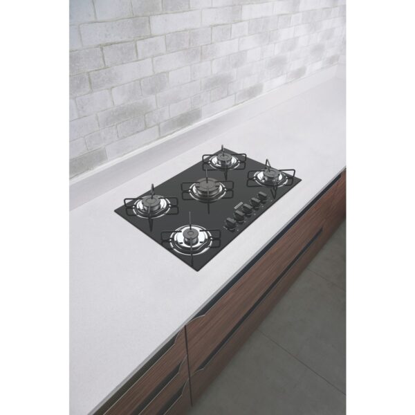 Cooktop a Gás Tramontina Brasil em Vidro Temperado Preto e Trempes em Aço Carbono com Acendimento Automático 5 Queima - Imagem 4