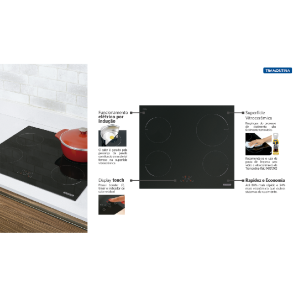 Cooktop a Gás Tramontina New Penta em Aço Inox e Trempes em Ferro Fundido com Acendimento Automático 5 Queimadores - Image 6