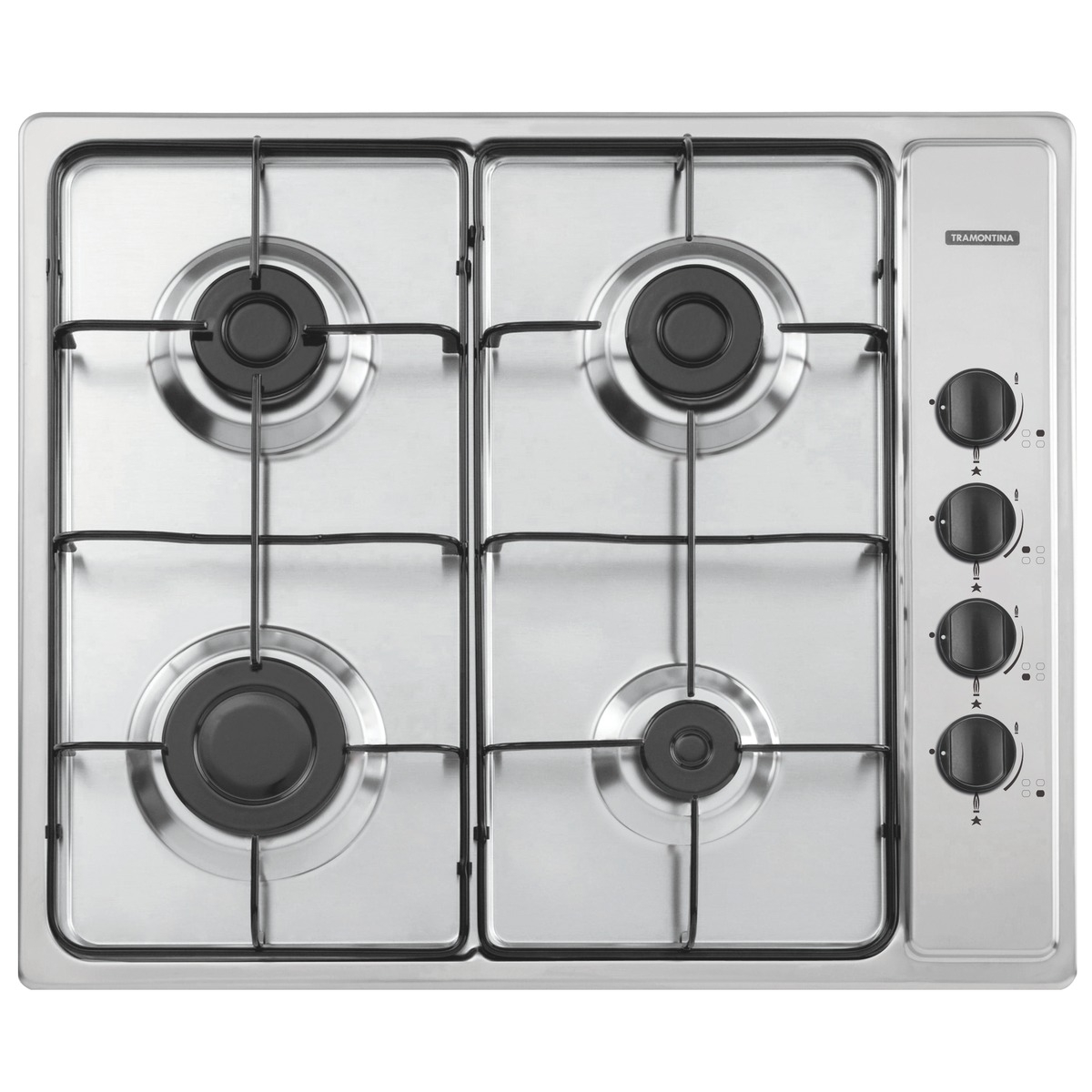 Cooktop a Gás Tramontina Brasil em Aço Inox e Trempes em Aço Carbono com Acendimento Automático 4 Queimadores