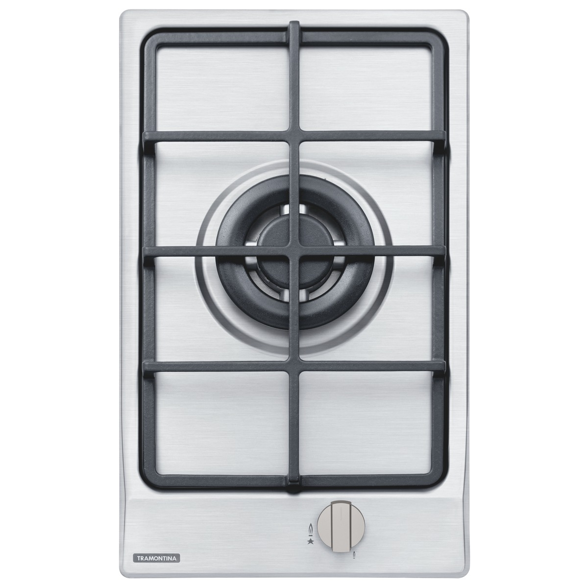 Cooktop A Gás Tramontina Dominó Em Aço Inox E Trempes Em Ferro Fundido Com Acendimento Automático 1 Queimador
