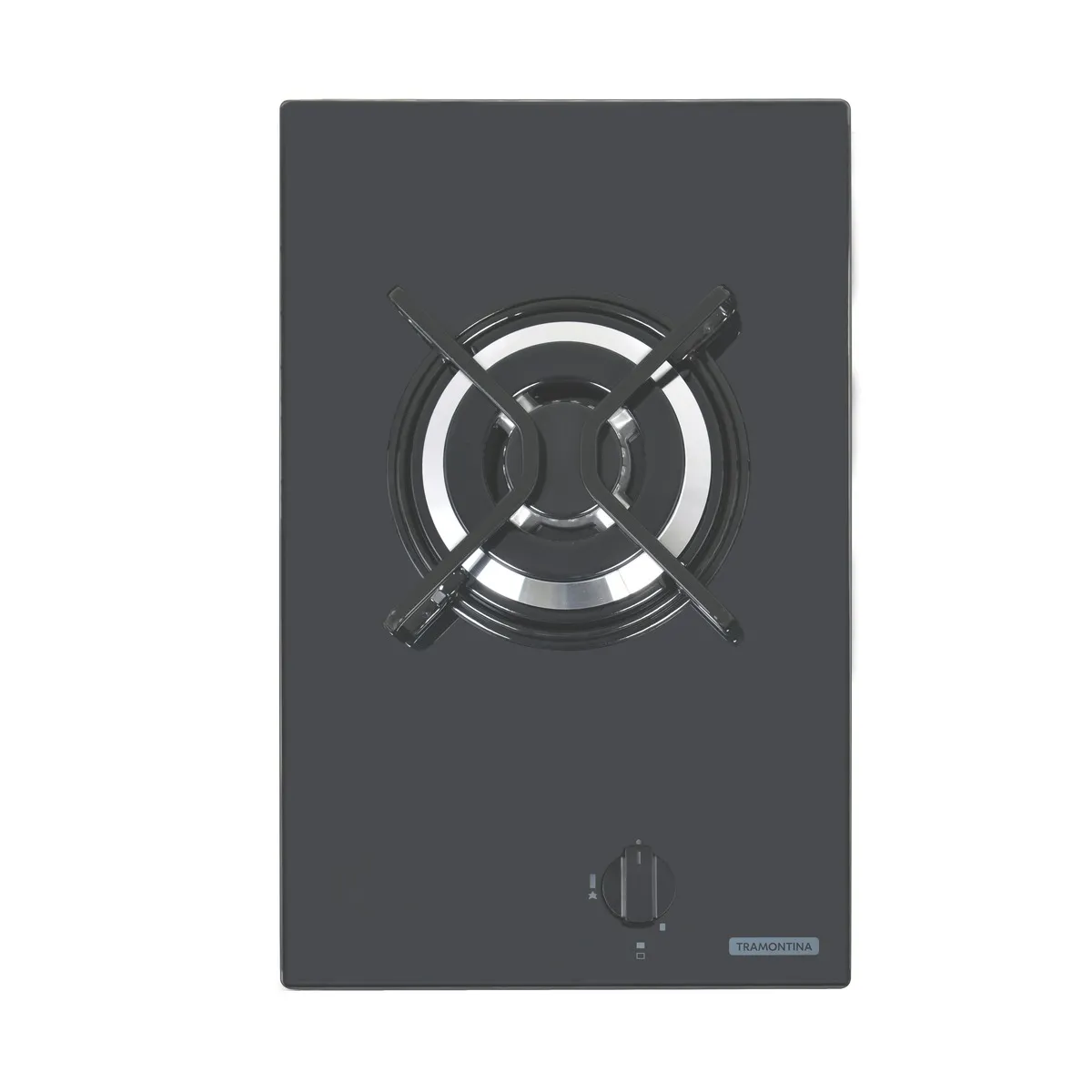 Cooktop A Gás Tramontina Dominó Em Vidro Temperado Preto E Trempes Em Aço Carbono Com Acendimento Automático 1 Queim