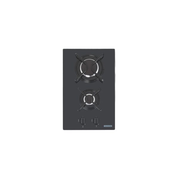 Cooktop a Gás Tramontina Dominó em Vidro Temperado Preto e Trempes em Aço Carbono com Acendimento Automático 2 Queim