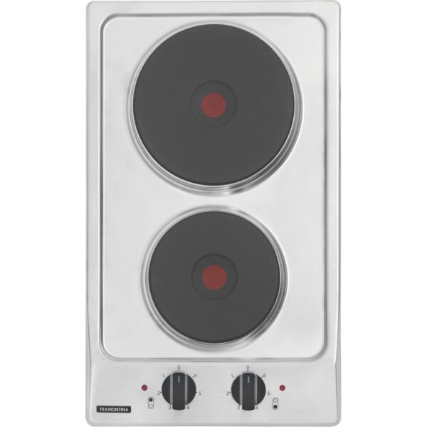 Cooktop Elétrico Tramontina Dominó em Aço Inox com 2 Placas Térmicas em Ferro Fundido