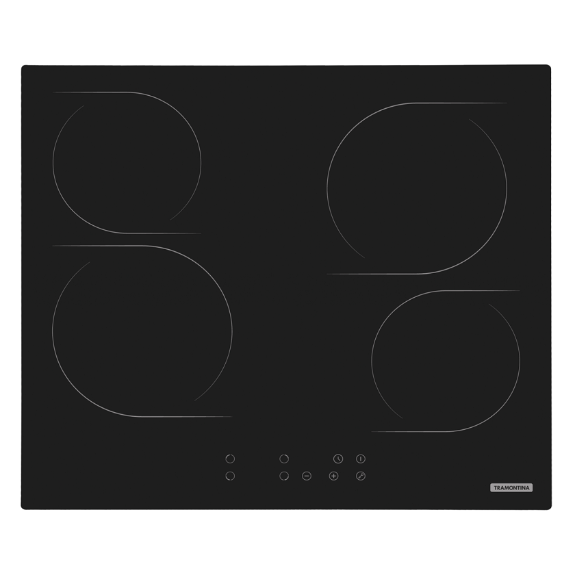 Cooktop Elétrico Tramontina New Square Vitrocerâmico com 4 Áreas de Aquecimento e Comando Touch