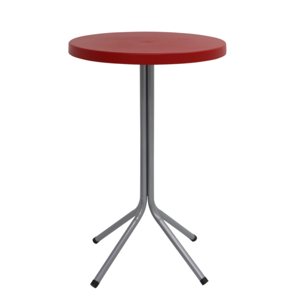 Mesa Tramontina Sigma Alta com Tampo Redondo em Polipropileno Vermelho e Base de Aço Inox