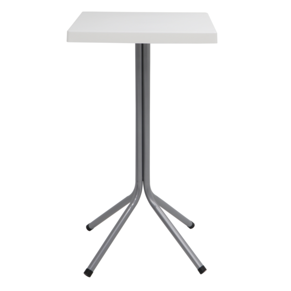 Mesa Tramontina Sigma Alta com Tampo Quadrado em Polipropileno Branco e Base de Aço Inox