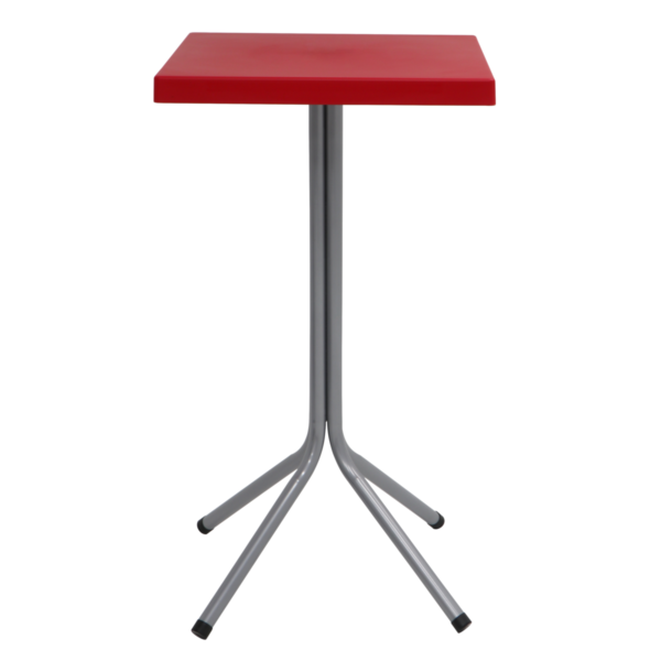 Mesa Tramontina Sigma Alta com Tampo Quadrado em Polipropileno Vermelho e Base de Aço Inox