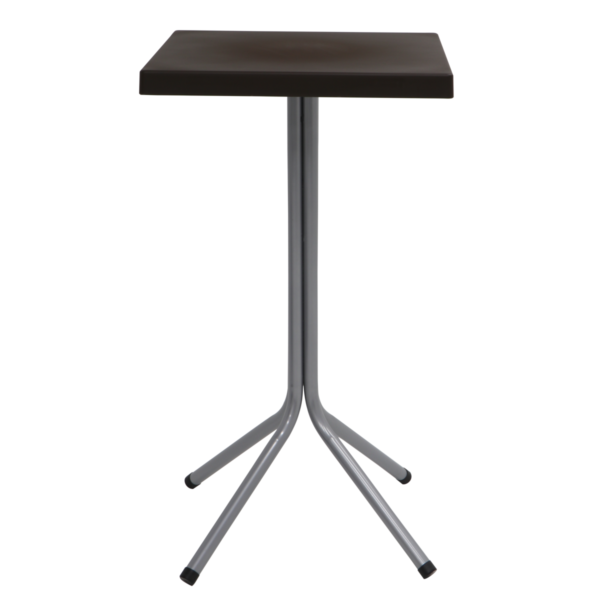 Mesa Tramontina Sigma Alta com Tampo Quadrado em Polipropileno Marrom e Base de Aço Inox