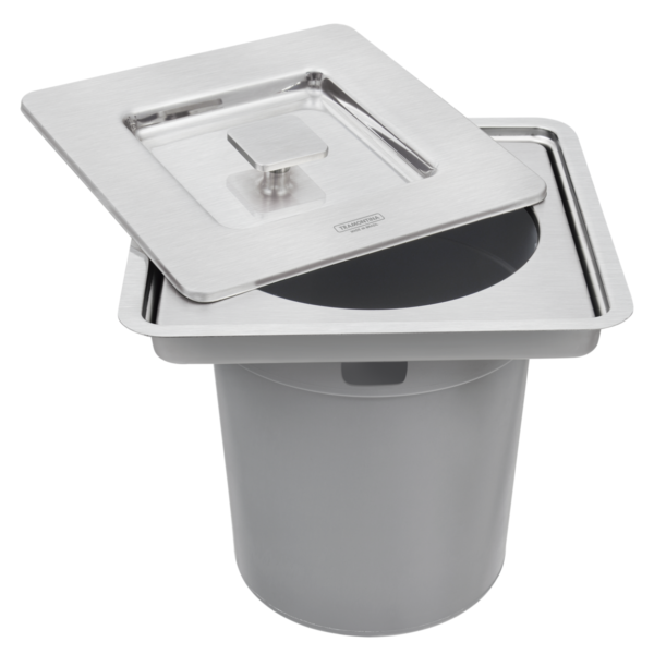 Lixeira de Embutir Tramontina Clean Square em Aço Inox com Balde Plástico 5 L - Image 4