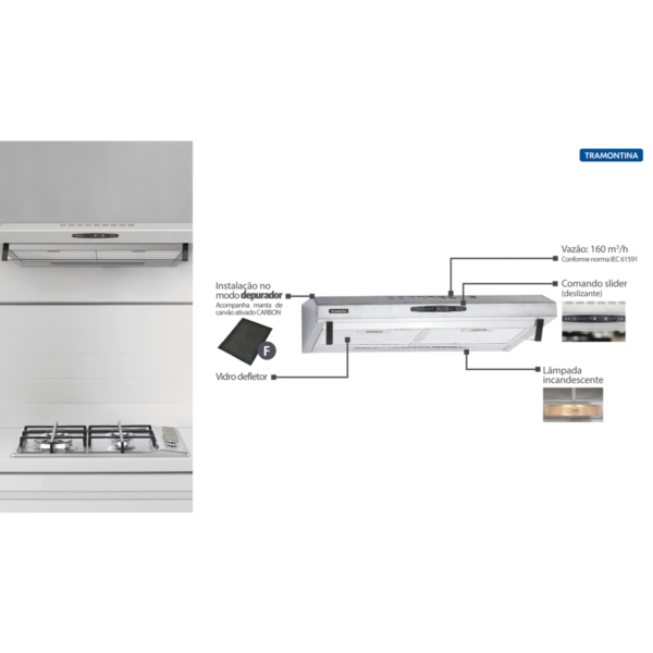 Depurador de Parede Tramontina Compact em Aço Inox 60 cm 127 V